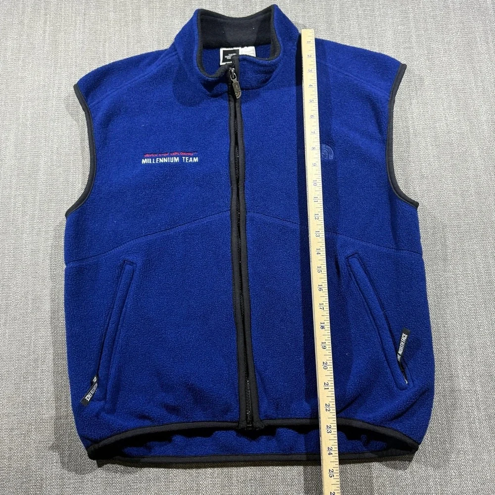 The North Face Vest Mens Medium Blue Fleece Full Zip Millennium Team Made USA